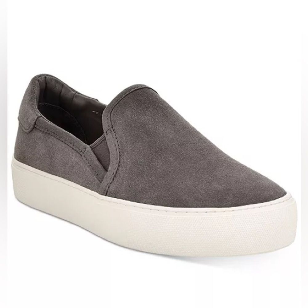 UGG Jass Gray Suede Platform Sneakers Sz 8.5 Slip On Casual